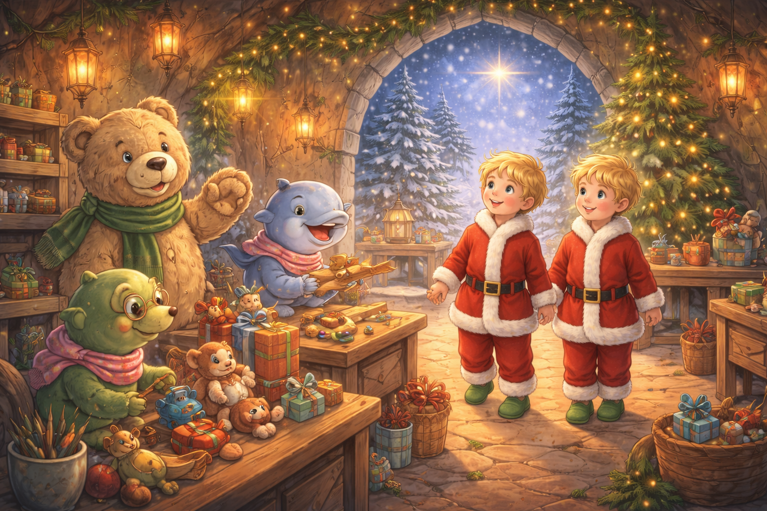 Nubo, Tari, Bomo i Lulo w warsztacie dobra