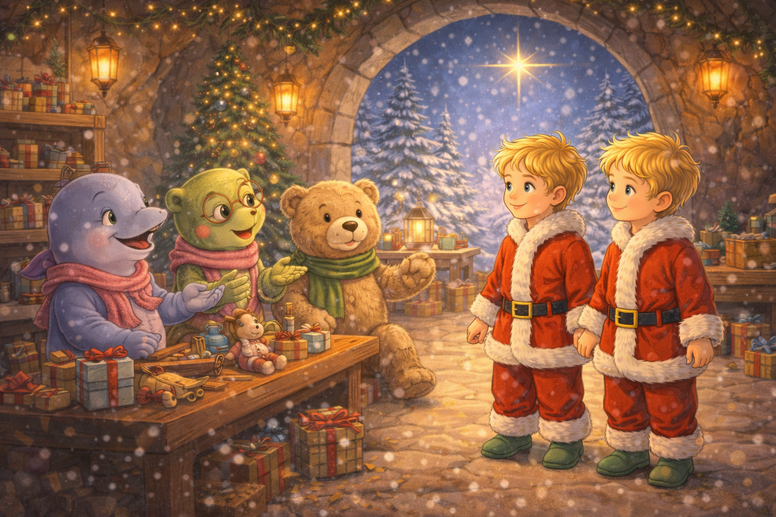 Boniek i Toniek jako Mikołajowie pomagają innym